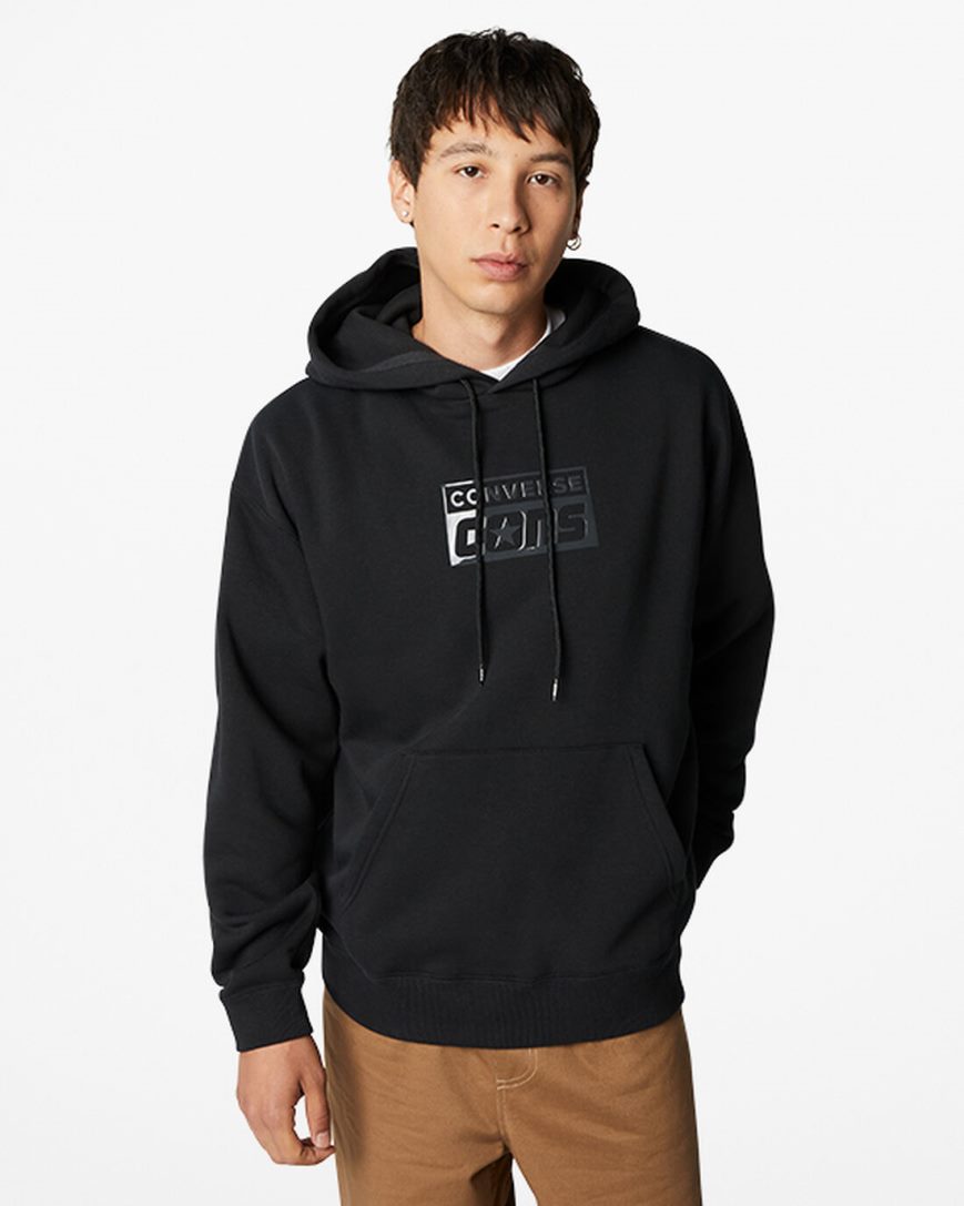 Mikiny S Kapucňou Converse CONS Fleece Pullover Panske Čierne | SK LMZUS5